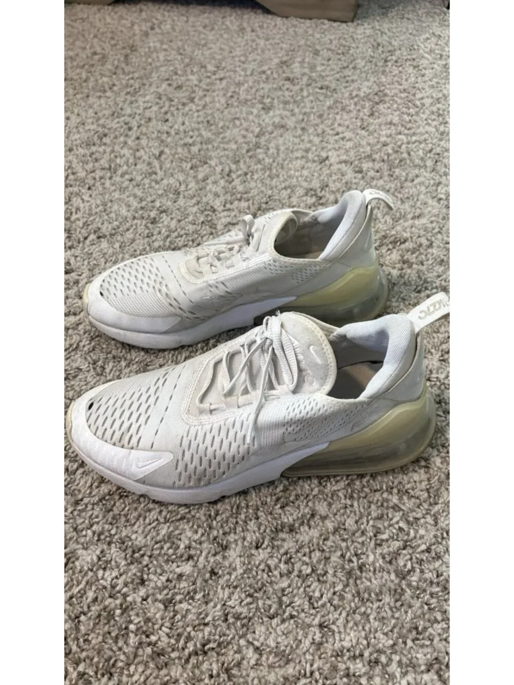 Nike Women Air Max 270 943345-103 White Running Shoes Sneakers Size 8.5 W (7 Y)